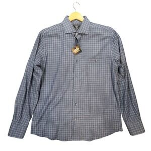 Maker & Company Button Down Shirt Mens Medium Blue Excellent Grid Check 1664